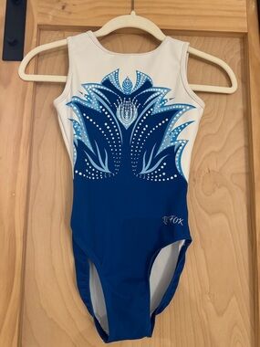 Lil Fox Blue & White Floral Leotard